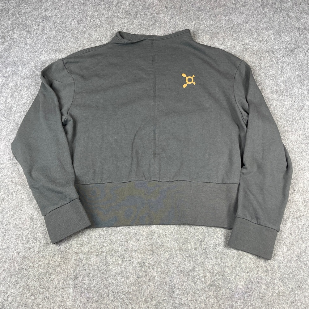 Orangetheory Fitness Womens Dark Grey Terry Crop Mock Neck Sweatshirt Large